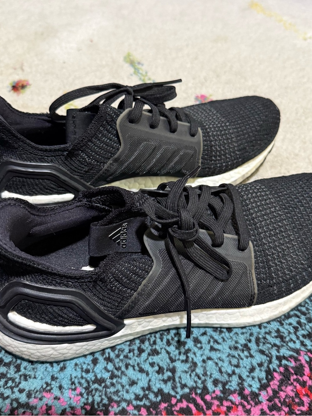 adidas Black and White Ultraboost Running Shoes